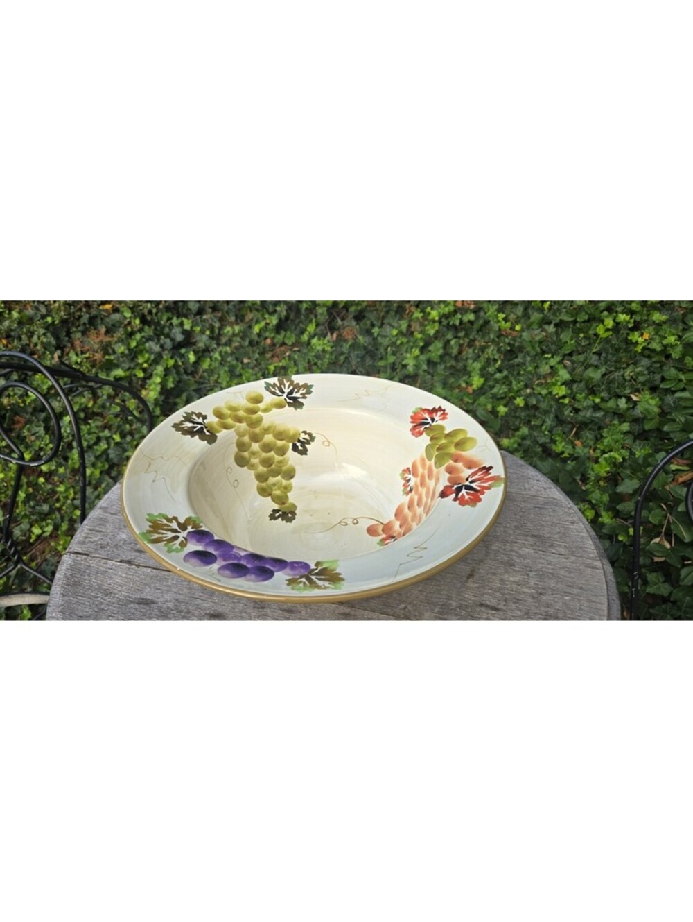 Vintage Casa Elite M.Valenti Handpainted Grapes Pasta Serving Bowl Large 14WX5T"